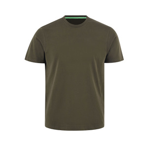 Men's Olive Green Short Sleeve O-Neck T-<b>Shirt</b> Regular Fit Casual Knitted Solid Color Plain Dyed Design - Product Image 1
