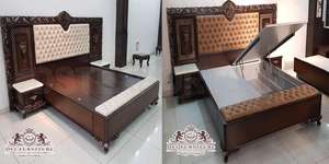 Camas modernas de madera maciza de teca con almacenamiento, cama elegante tallada a mano con mesas auxiliares, juego de dormitorio clásico tallado italiano - Product Image 4