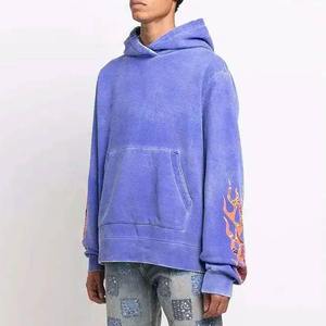 Custom High Quality Streetwear Hoodie Fleece Blank Vintage Double Layer Acid Wash Sun Faded Distressed Pockets Hoodies - Product Image 3