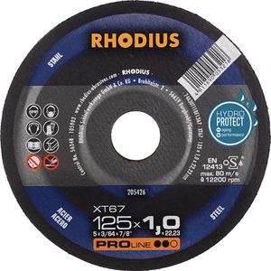 Discos de Fibra RHODIUS XT67 D125x1mm para Acero Recto, Diámetro del Orificio 22.23mm, Paquete de 50 Discos de Lijado - Product Image 1