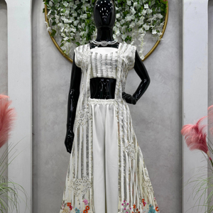Beautiful Party Wear Top-Bottom And <b>Shrug</b> With Thread And Sequence - Product Image 1