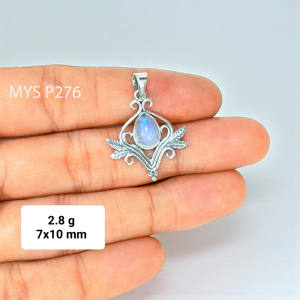 จี้เงินแท้ 925 รูปดอกไม้ประดับมูนสโตนธรรมชาติ ขายส่งตามสั่ง ของขวัญวาเลนไทน์สำหรับผู้หญิง เครื่องประดับชั้นดี - Product Image 1