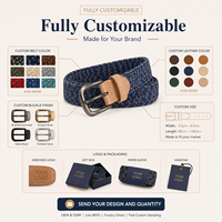Ceinture tressée élastique personnalisable pour homme, en tissu extensible tissé avec garniture en cuir, boucle ardillon vintage pour jeans et pantalons – Vente en gros
