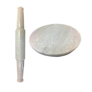 Newest Design Eco-Friendly Round Shape Chakla Belan Set in Marble <b>White</b> Color Rolling <b>Pin</b> <b>Boards</b> Custom Size for Top Selling - Product Image 5