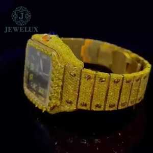 Reloj cuadrado de lujo con diamantes de moissanita, diseño dorado antiguo, banda ancha, movimiento automático, estilo helado, edición limitada, analógico - Product Image 5