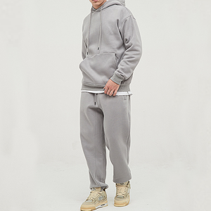 ชุดวอร์มลำลองมีฮู้ด2ชิ้นสำหรับผู้ชายกางเกงวิ่งเอวยางยืดทรงหลวมโอเวอร์ไซส์ออกแบบโลโก้ได้ตามที่ต้องการ - Product Image 2