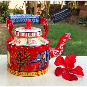 หม้อชาแบบอินเดียตกแต่งรูปช้าง1ทำจากอลูมิเนียม - Product Image 4