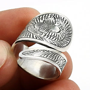 Meilleure vente Nouveau design 925 en argent sterling massif Design unique Bague gravée Bijoux faits à la main Prix de gros Fournisseurs en vrac - Product Image 2