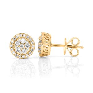 Pendientes de tuerca con diseño de girasol y diamantes redondos - Product Image 3