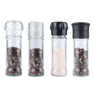 wholesale 80ml glass spice packaging grinder bottles for salt and pepper seasoning shaker spice mills