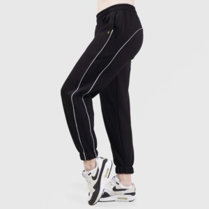 Joggers imprimés décontractés avec taille élastique, taille basse, respirants, effet froissé, taille XL, leggings noirs pour les saisons été-automne - Product Image 3