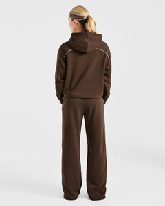 New Design Custom Logo <b>Coffee</b> Bean Hoodie & Jogger With Piping 2Piece Women's Tracksuits Breathable Sportswear Women Sweat Suits - Product Image 2