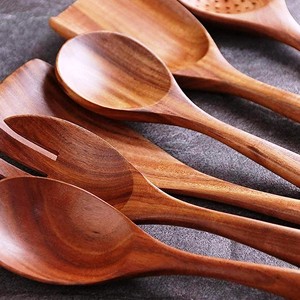 Juego de Servidores de Ensalada de Madera Artesanal Mirha International con 2 Espátulas, Utensilios Hechos a Mano Sostenibles, Aptos para Congelador - Product Image 4