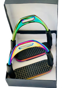 Matériau solide arc-en-ciel brillant Flexi étriers de sécurité anti-dérapant Protection de la cheville équestre équipement de débarrasser le cheval prix bon marché - Product Image 5