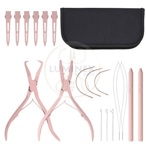 Vẻ đẹp Saloon tóc mở rộng Công cụ <span class=keywords><strong>Kit</strong></span> cho plier kéo công cụ vòng lặp cho tóc mở rộng loại bỏ <span class=keywords><strong>Micro</strong></span> Vòng - Product Image 1