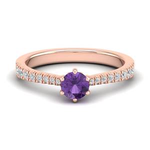 Bague solitaire REYES GRA en argent sterling 925 avec moissanite certifiée et améthyste ronde de 0,5 carat pour femme - Product Image 5