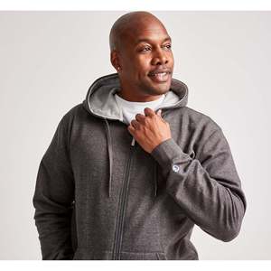 Felpa con Cappuccio Champion da Uomo, Taglie Grandi, in Pile con Zip Intera, Grigio, Ricamo 3D, Invernale, in Lana Acrilica, Taglie XS S M L XL XXS XXL - Product Image 2