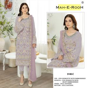 2024 dernière tenue de créateur heavy fox Georgette Salwar Kameez Dupatta broderie multi-fils travail cousu à la main nouvelle version - Product Image 6
