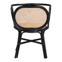 Chaise en rotin courbée élégante et contemporaine, dossier en canne rustique antique, faite à la main, légère, pour salon, salle à manger, hôtel, villa