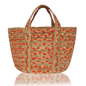 <b>Straw</b> Woven Fashion <b>Beach</b> Tote <b>Bag</b> Striped Pattern <b>Large</b> Size Shoulder Handle Eco Friendly Reusable - Product Image 5