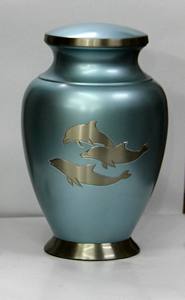 โกศบรรจุอัฐิสำหรับผู้ใหญ่ สไตล์อเมริกัน สีฟ้ามหาสมุทร ขอบสีเงิน ทำจากทองเหลืองทนทาน ผิวสีสันสดใส ความจุ 220 ลูกบาศก์นิ้ว สำหรับใส่เถ้ากระดูก - Product Image 6