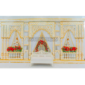 ชุดแผงไฟเบอร์สำหรับตกแต่งเวทีงานแต่งงานกรอบหลังงานแต่งงานสีขาวและสีทองสุดหรู - Product Image 1