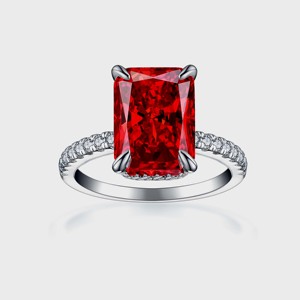 925 mode mariage cadeau déclaration bague en argent Sterling 925 fait à la main Quartz rouge avec topaze blanche pierres précieuses promesse bague bijoux - Product Image 1