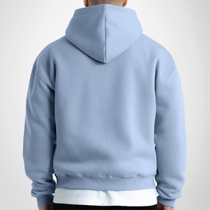 Sweat à capuche sans cordon en molleton épais 100 % coton de haute qualité pour homme, personnalisable avec logo OEM, style streetwear - Product Image 4