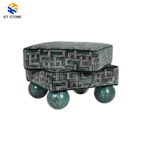 Pouf/Ottoman en marbre cannelé Dolce, meuble d'appoint en pierre naturelle pour salon, décoration intérieure, tabouret tambour en céramique à texture marbre