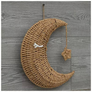 Vente en gros accrocheur tissé jonc de mer lune et étoile décoration murale pour chambre d'enfant articles adorables avec des matériaux écologiques - Product Image 3