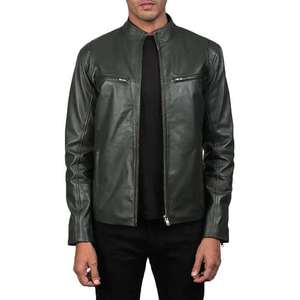 Veste en cuir et toile d'hiver pour homme, de qualité supérieure, avec capuche, style moto classique, fabriquée au Pakistan - Product Image 1