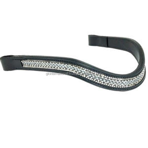 Banda de cuero negro italiano para cejas, banda de alta calidad con canal vacío para cejas, con cadena decorativa de cristal transparente en el interior - Product Image 5