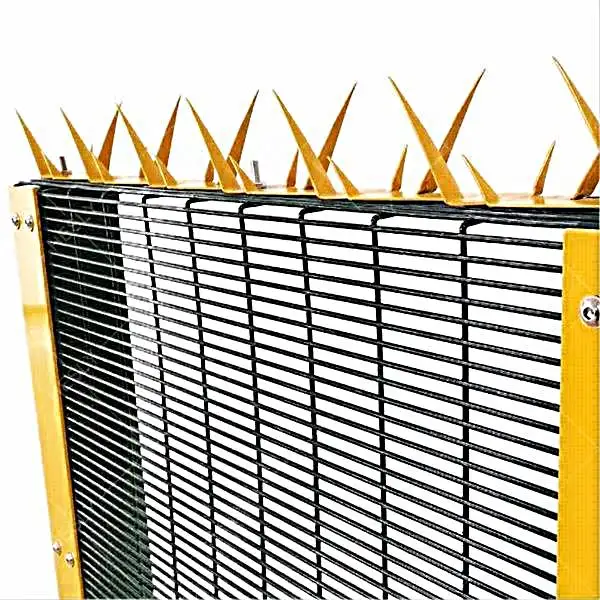 Customized best price galvanized 358 fence powder coated black anti climb fence spikes on top of 358 security fence for sale
