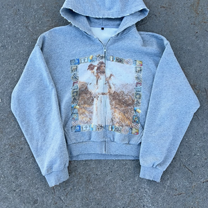 Streetwear Homme Logo Personnalisé Oversize Lourd 100% Coton Imprimé Vintage Lavage à l'Acide Sweats à Capuche Zippés pour Homme - Product Image 2