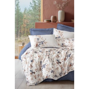 Nebulae Indigo Satin Duvet Cover <b>Set</b> Luxury Cotton Box Floral Pattern 4-Piece King Twin Sizes for Home Bedding Wedding <b>Comforter</b> - Product Image 1