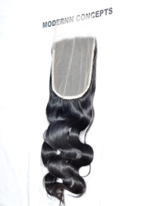 Extensiones de Cabello Humano Virgen Remy Natural Negro 100% Indio con Cierre 4x4, Ondulado, Doble Trama, para Fusion Weaving - Product Image 2