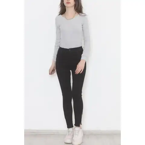 Pantalons en jean pour femmes de haute qualité, écologiques, coupe skinny, denim délavé avec paillettes bleues, service personnalisé OEM, peau de mouton - Product Image 3