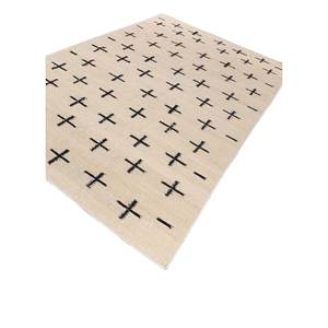 พรมปูพื้นลายเรขาคณิต Nomadic Threads รุ่น Adhm-07 สีงาช้าง ทำจากปอกระเจา ทอแบบแบน รูปทรงสี่เหลี่ยมผืนผ้า เหมาะสำหรับทางเดิน ห้องโถง ทางเข้าบ้าน และข้างเตียง - Product Image 2