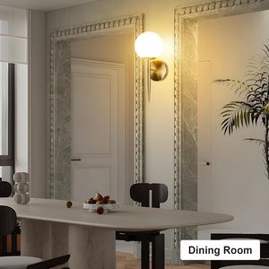 Applique murale LED de salle de bain moderne du milieu du siècle vanité lumière verre opale nuances disponibles laiton finition noire éclairage mural décoratif - Product Image 2