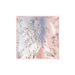 Pañuelo Cuadrado de Seda con Estampado Floral en Rosa Pálido, de Poliéster Twill - Product Image 1