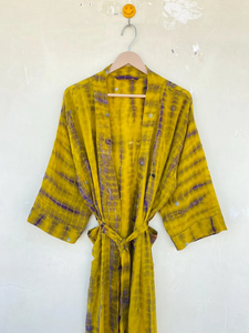 Tye Dye Kimono en soie fait à la main léger Festival porter indien recyclé couverture de plage été automne printemps taille gratuit lisse caractéristique - Product Image 4