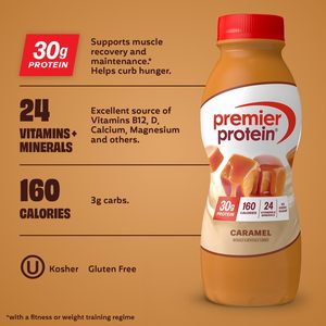 Batido de Proteína Premier, Sabor Caramelo, 30 g de Proteína, Sin Azúcar Añadido, 24 Vitaminas y Minerales para Apoyar la Salud Inmunológica, 11.5 fl oz, Paquete de 12 - Product Image 3