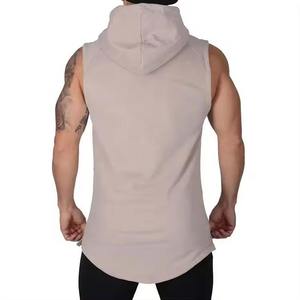 2024 Breathable 100% Cotton Pullover <b>Hoodie</b> for <b>Men</b>-Yoga & Running Fitness Wear Eco-Friendly Quick Dry <b>Sleeveless</b> Hooded Design - Product Image 2
