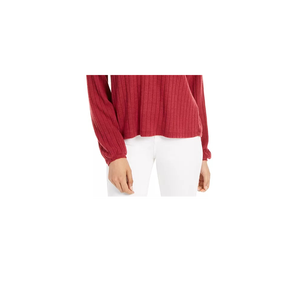 Felpa con Cappuccio Henley a Costine da Donna Ultra Flirt, Rosso Scuro, Taglie XS-XXL, Traspirante, in Maglia di Seta, Stile Casual con Colletto con Cerniera - Product Image 3