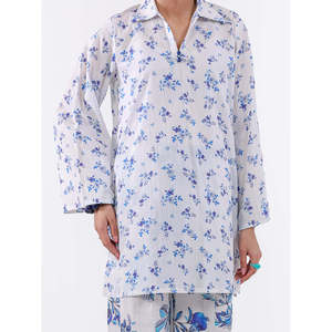 Salwar Kameez blanc en deux pièces non cousues pour femmes, imprimé numérique, vêtements ethniques pakistanais pour l'été - Product Image 3