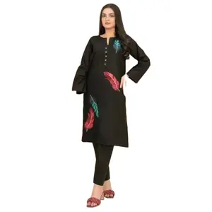 Schlussverkauf bestickte Baumwolle Shalwar Kameez für Damen Sommerkleidung Mode 2-teilig indischen pakistanischen Stil fertiges Damenkleid