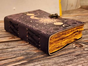 Journal en cuir antique fait main Vintage S Moon Design Deckle Edge A5 Spiral Personnalisable Gift Organizer Box Personal Diary - Product Image 4