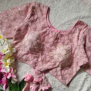 À la mode Attrayant Fantaisie Designer Outfit Vente Chaude Dernière Georgette Lourde Chemisier Avec Séquence Travail Fournisseur De L'Inde - Product Image 4