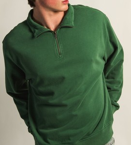 Luxe 500gsm coton demi fermeture éclair sweat poids lourd hommes pull Streetwear sweat impression personnalisée en gros - Product Image 4