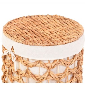 Cesta de Jacinto de Agua Tejida a Mano Ecológica con Tapa, Cesta de Almacenamiento Redonda Hecha a Mano para la Organización del Hogar al por Mayor - Product Image 3